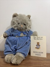 Vintage Eden Beatrix Potter Tom Kitten Gray Plush Stuffed Animal with Tags Book
