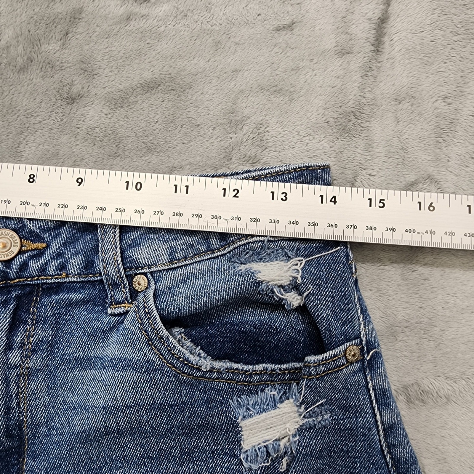 Rewash Jean Shorts Womens 11/30 Blue Super High Rise Mom Cuffed Distressed