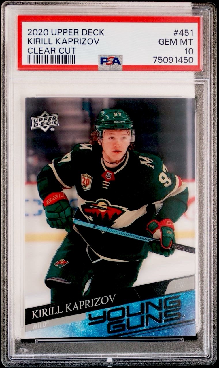 2020 Upper Deck #451 Kirill Kaprizov Young Guns Clear Cut Rookie PSA 10 Gem MT