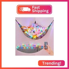 Basumee Stuffed Animals Net or Hammock with LED Light Hanging Toy Net Hammock fo