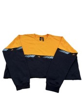 ADIDAS Women's Hyper Crewneck Cropped Yellow Blue Sweatshirt Activewear Sz Xl
