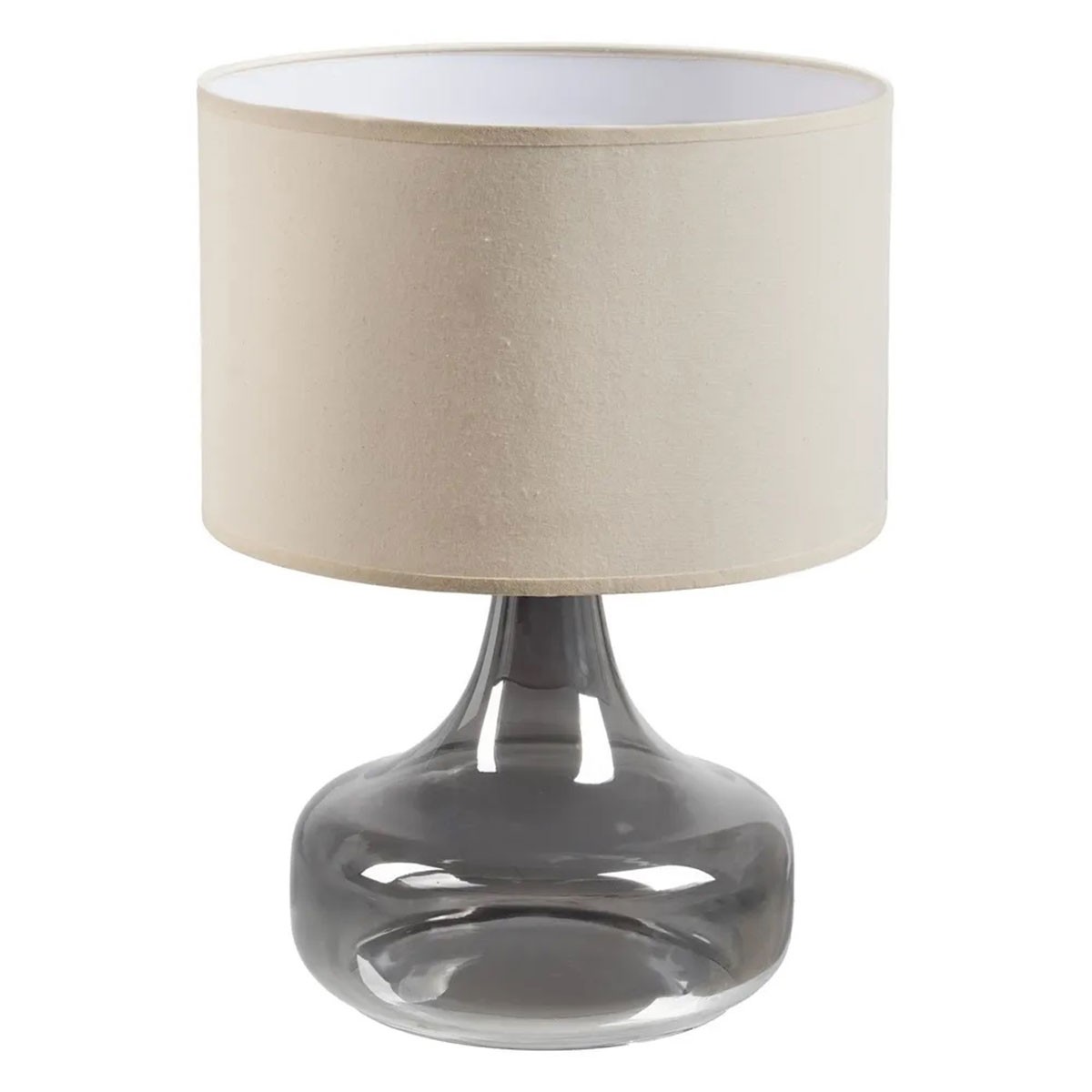 Lampe en verre gris argent de 46 cm au design vintage chic