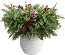 24 Pcs Real Touch Norfolk Pine Stems 18" Artificial Realistic Christmas Greenery
