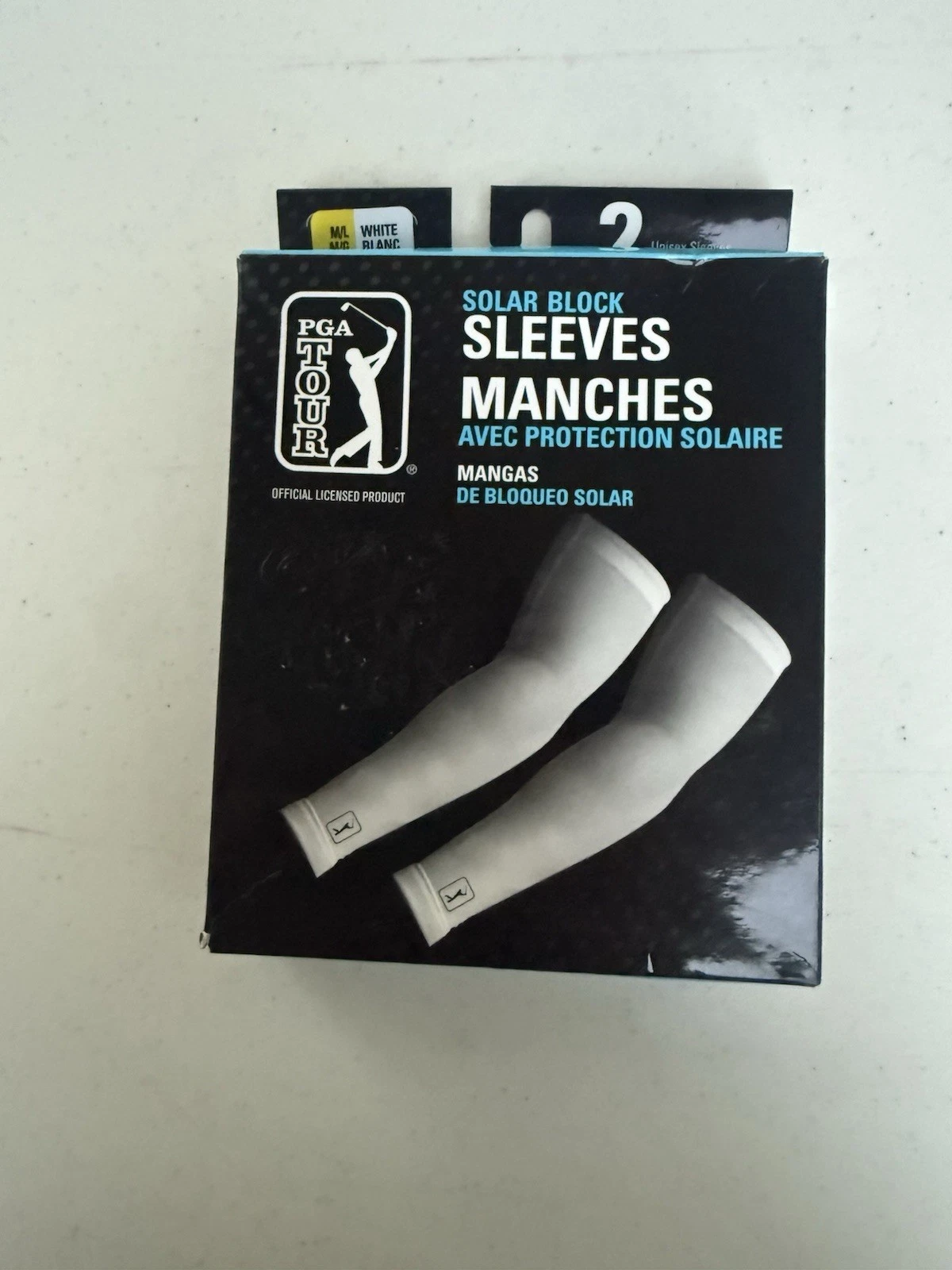 PGA Tour Solar Block Sleeves Golf Black Unisex Sleeves Size M/L New Pack of 2