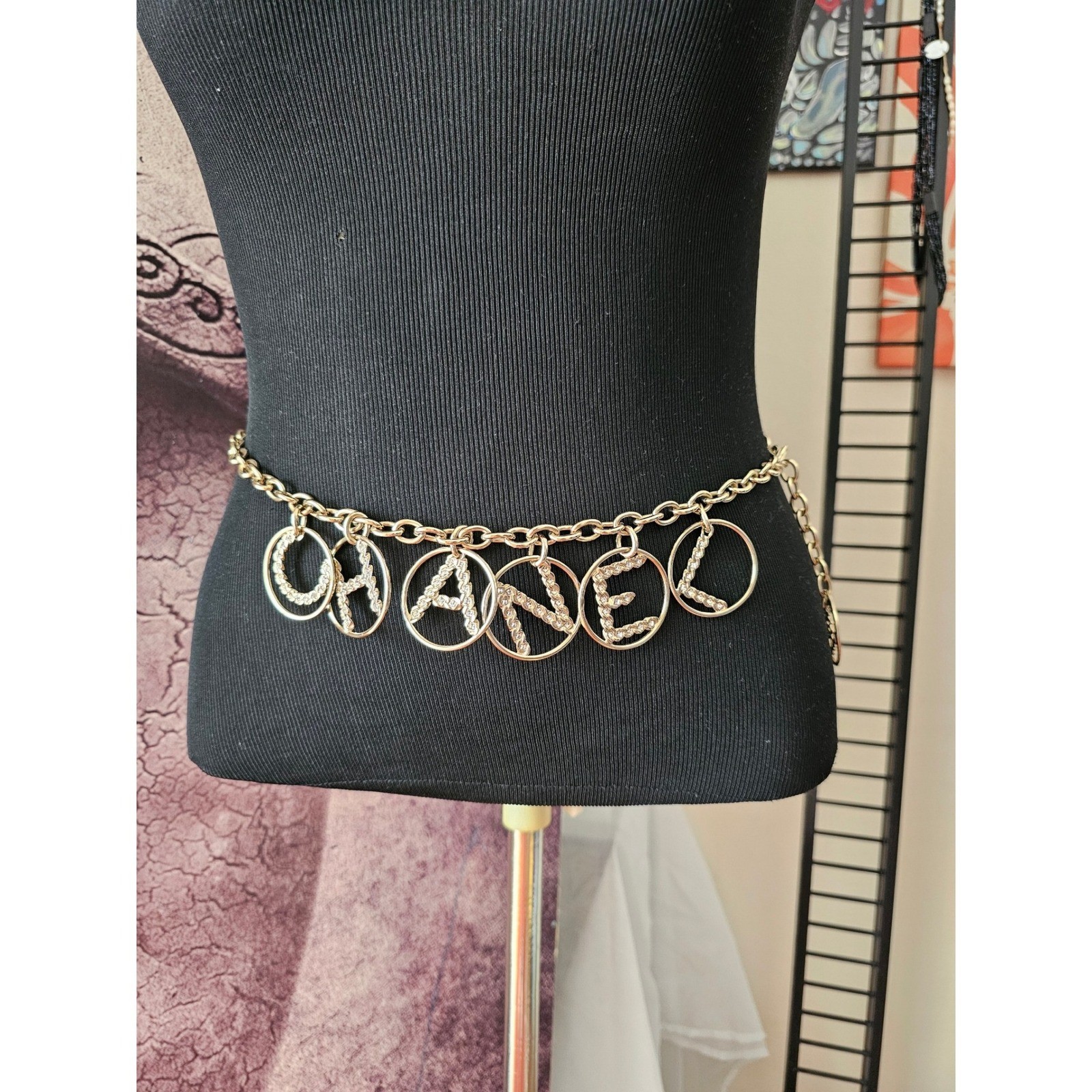 CHANEL Interlocking CC Logos Charm Rhinestone Gol… - image 4