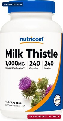 Nutricost Milk Thistle Extract 240 Capsules for 240 Servings Per Bottle - Vegan,