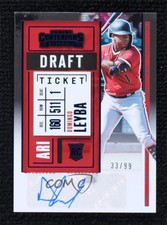 2020 Panini Contenders Rookie 2 Draft Ticket Blue 33/99 Domingo Leyba Auto 0x1