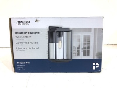 Progress Lighting Macstreet 1-Light 12 in. Matte Black Outdoor Wall Lantern New