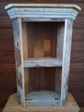Handmade Primitive Free Standing Corner Cubby Cupboard Vintage Style Wall Shelf