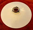 Vintage milk glass ceiling light shade, flat saucer, 12" wide