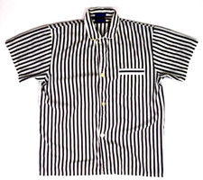 Vintage 80s Towncraft Pajama Shirt Mens L Maroon Ivory Stripe Cobain Special