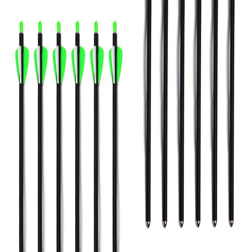 12X 30"Archery Carbon Arrows Green Fletching For Recurve Bow Hunting Practice - Picture 2 of 7
