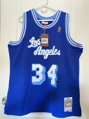 MENS $130 MITCHELL & NESS SHAQUILLE ONEAL LA LAKERS BLUE HWC ALT