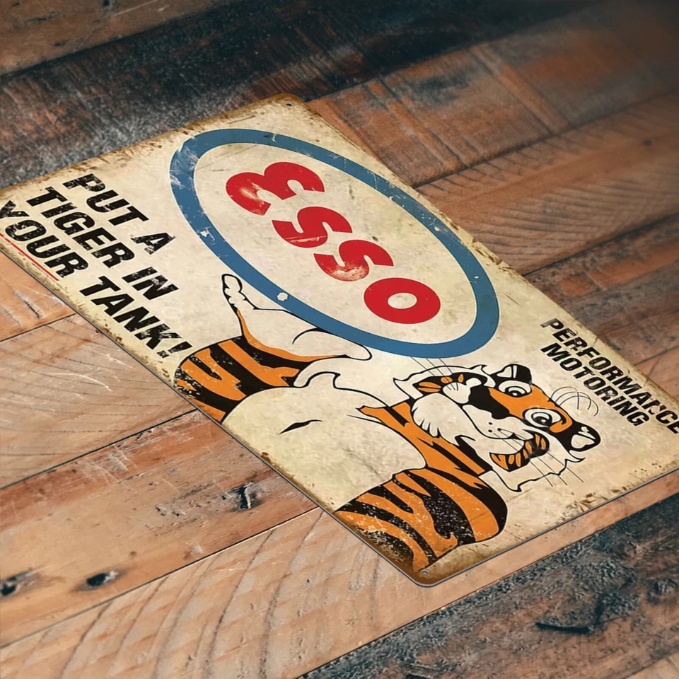 Tin Sign ESSO Motor Oil Rustic Gas Station  Mechanic Garage Decor Bar Man Cave - Image 4 of 4