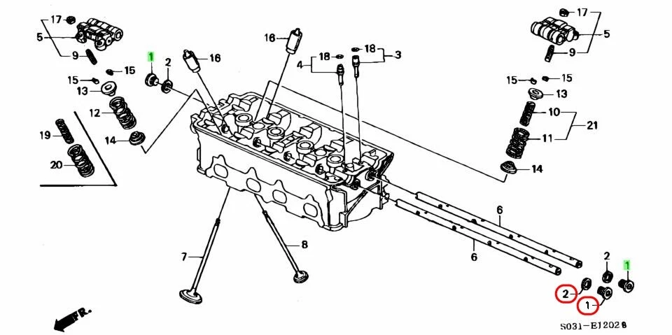 Kit de lavadora de enchufe genuino Honda serie B 12208-PR3-000 12209-PR3-000 OEM Foto 3 de 4