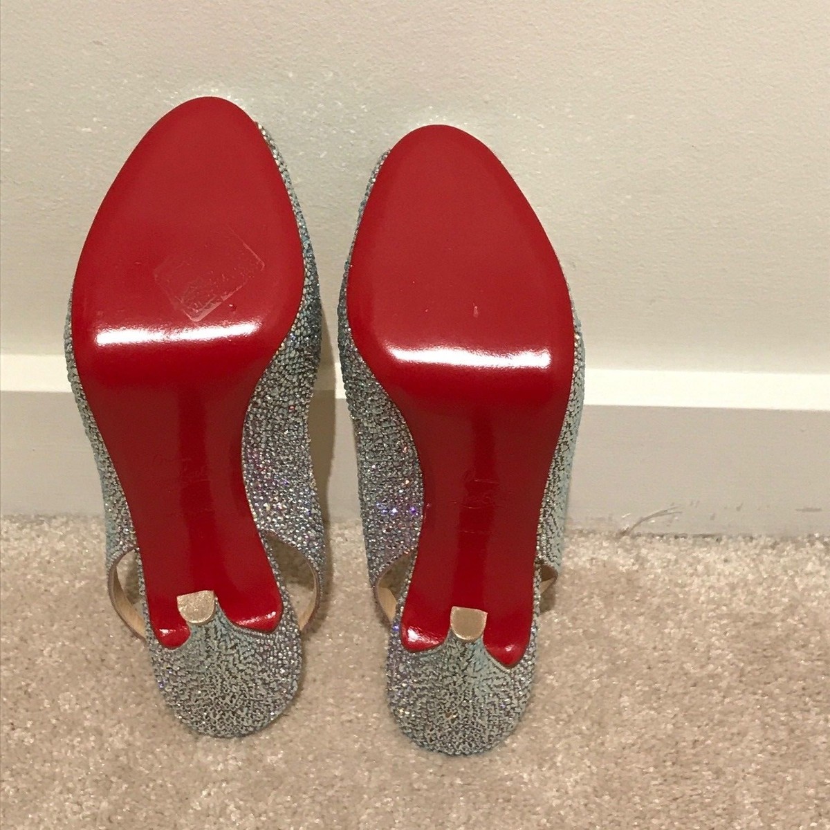 Christian Louboutin No Riche Strass Slingback Heels Aurora Borealis 38 | eBay