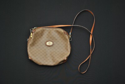 VTG Gucci Purse Small Crossbody Tan GG Guccissima Bag Oval 007.115.4916 5524S