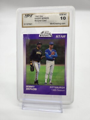 1990 Barry Bonds Star # 9 Printing Error Card Graded 10 Gem Mint By mint  Grading | eBay