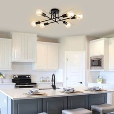 Black Industrial Chandelier,6-Lights Semi Flush Mount Ceiling Light Fixture