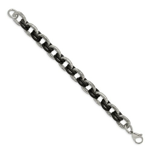 *BRAND NEW* Chisel Stainless Steel with Black Rubber Men's Bracelet SRB904-9 - Picture 2 of 4