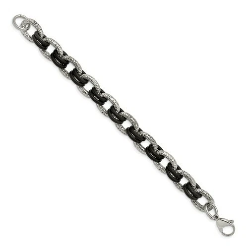 *NUEVO* Cincel de acero inoxidable con pulsera de goma negra para hombre SRB904-9 Foto 2 de 4