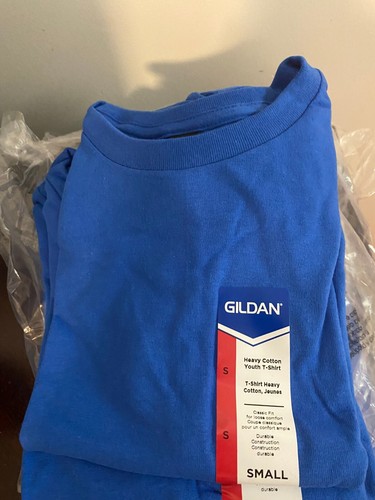 NEW LOT OF 6 KIDS UNISEX SIZE S 6-8 GILDAN HEAVY COTTON SHORT SLEEVE WHITE tees - Picture 3 of 11
