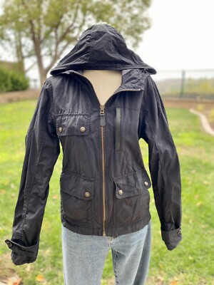 I Spiewak & Sons Women's Full Zip Hood Snap Pockets Nylon Windbreaker Sz S Small
