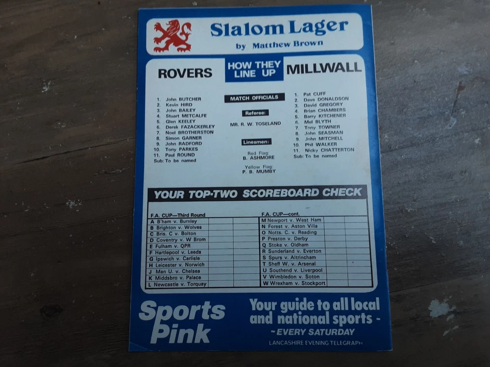 Blackburn Rovers v Millwall - 1979 FA Cup 3rd rd (FAC) - Image 2 of 2