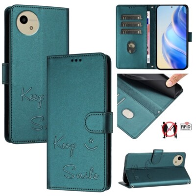 For Sharp Aquos Wish4 Smile Embossing RFID Leather Phone Case Cover Shell