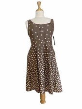 Nine West Women’s beige poka dot dress Aline lined tank dress new with tags sz 6