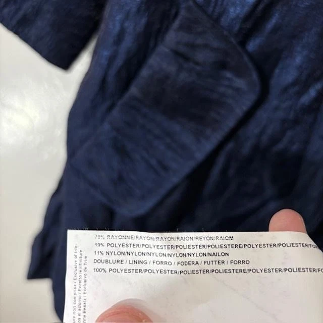 Chaqueta Joseph Ribkoff Mujer Pequeña Azul Marino Arrugada Texturizada Columpio Abrigo Bolsillos Foto 4 de 4