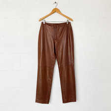 VTG 90s Ralph Lauren Collection Classics Leather Pants Brown USA 6 Black Label