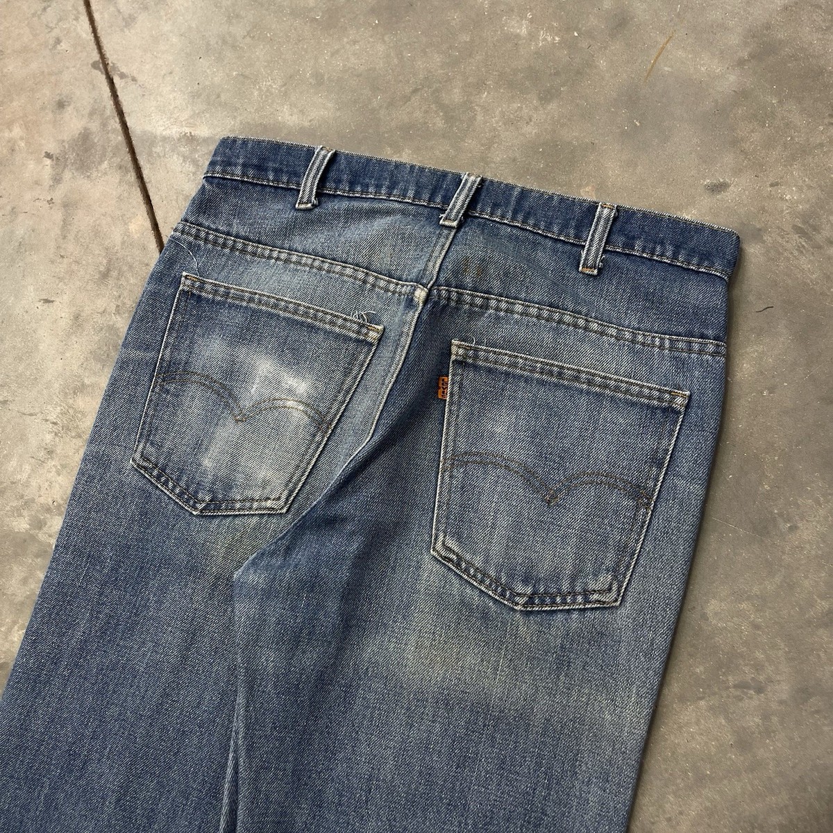 Vintage Levi's 646 Orange Tab Bell Bottoms Jeans 70s Faded Blue