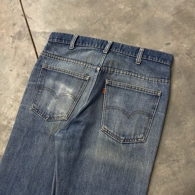Vintage Levi's 646 Orange Tab Bell Bottoms Jeans 70s Faded Blue