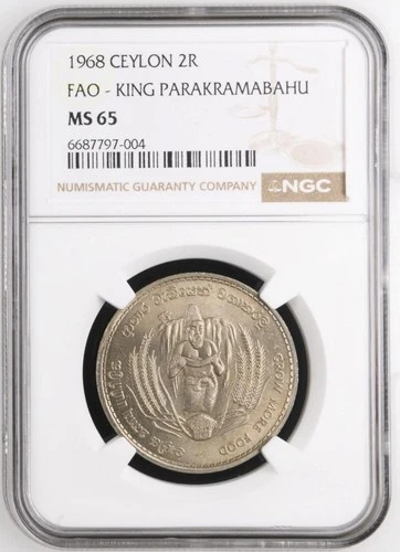 Ceylon 2 Rupees FAO 1968 NGC MS 65