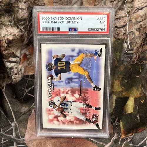 2000 Skybox Dominion Rookies Pairs Tom Brady, Giovanni Carmazzi #234 (RC) PSA 7