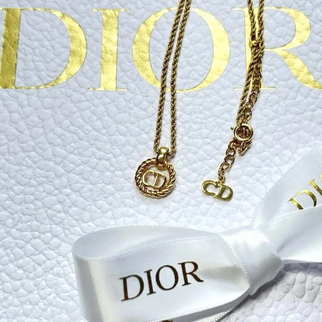 Christian Dior Collana Cerchio Vintage Logo CD Oro 43 cm