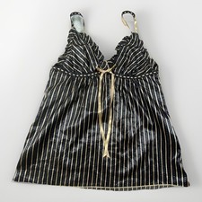 VTG Cinema Etoile Seductive Wear Cami Top Womens M Black Striped Babydoll Fairy