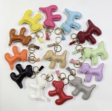 Dog Bag Charm Keychain w/ Keyring Tassel, Multicolor Solid Animal Theme