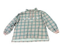 Vintage 90s Pink Plaid Quarter Zip Sweatshirt USA Made Oversized M