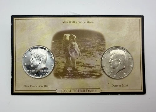 (🚀MAN ON THE MOON!🚀) 1969 Silver Kennedy Half Dollar S Proof & D Mint RARE Set