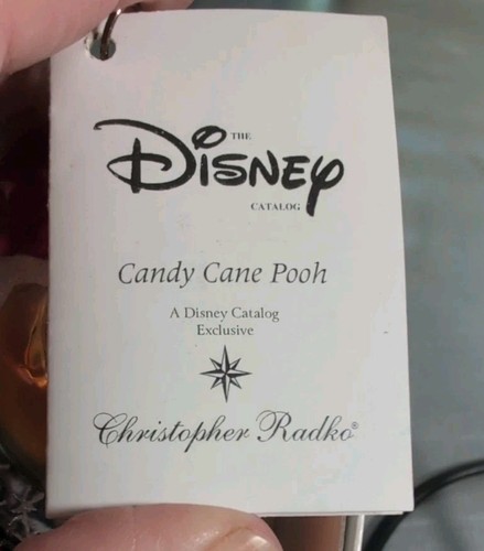 Christopher Radko Candy Cane Pooh 4,5" ornamento Disney 1999 con etichette e scatola - Foto 3 di 5