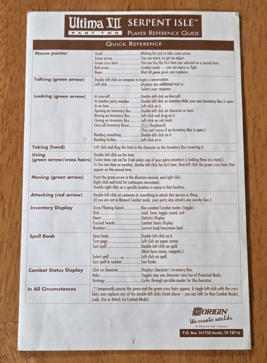 Ultima VII Part Two Serpent Isle Origin IBM PC Big Box Game Complete CIB Map