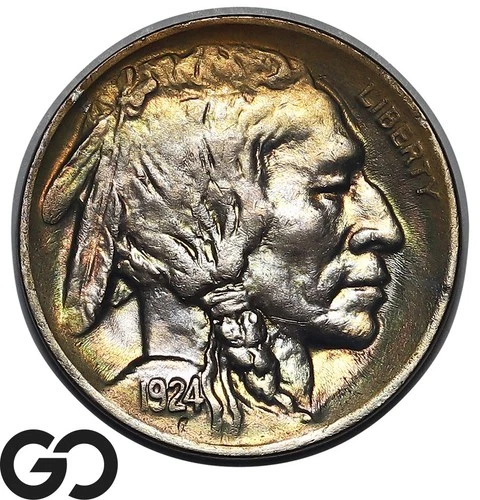 1924-D Buffalo Nickel Nice Toner, Choice AU++/Unc Key Date, Scarce This Nice