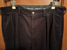 Vintage Y2K Polo Ralph Lauren Andrew Pants 36x30 Navy Blue Corduroy Pleated