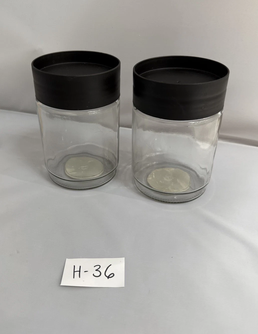 Greenbrier International 2 PC Glass Canister Jar Set with Plastic Lids NEW