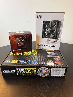 AMD FX-8320 with ASUS M5A99FX Motherboard, 8GB RAM, and CM Hyper 212 EVO Cooler