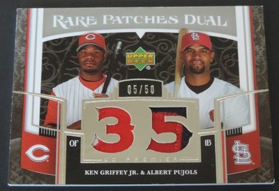 2007 UD PREMIER KEN GRIFFEY JR & ALBERT PUJOLS DUAL PATCH #D 5/50 HIS JERSEY #