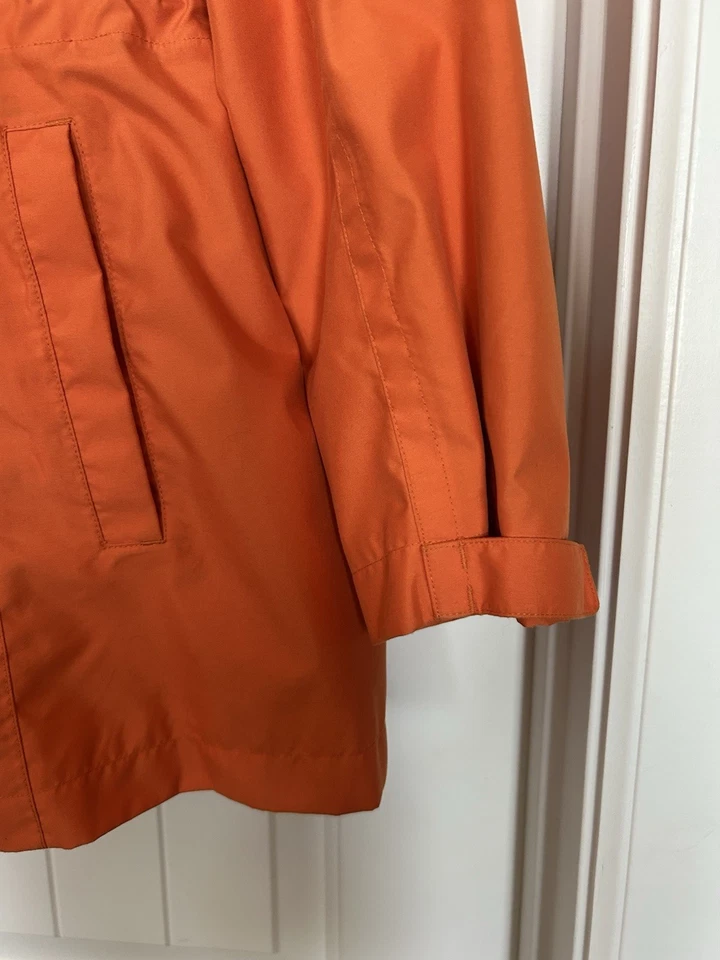 Chaqueta de lluvia Lands End naranja para mujer cremallera completa y capucha frontal extraíble XL Foto 2 de 4