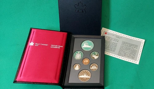 Vintage 1986 Canadian Canada Mint Proof Coin Set 50% Silver Dollar Box Paper
